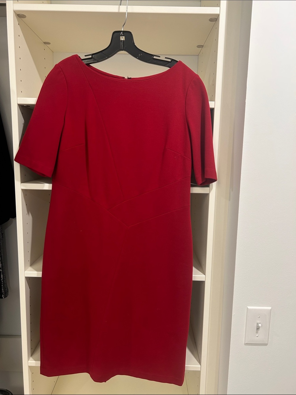 Lafayette 148 New York Crimson Red Short-Sleeve Midi Dress